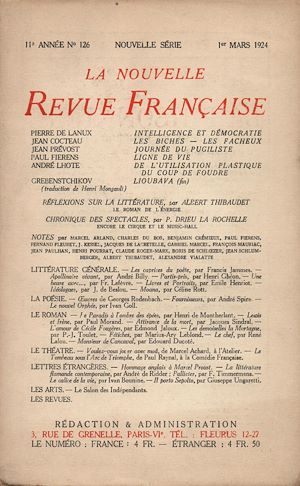 Téléchargez le livre :  La Nouvelle Revue Française N' 126 (Mars 1924)