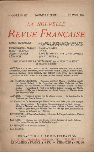 Téléchargez le livre :  La Nouvelle Revue Française N' 127 (Avril 1924)