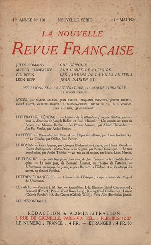 Téléchargez le livre :  La Nouvelle Revue Française N' 128 (Mai 1924)