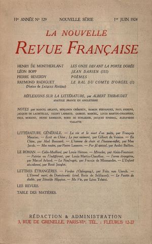 Téléchargez le livre :  La Nouvelle Revue Française N' 129 (Juin 1924)