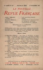 Télécharger le livre :  La Nouvelle Revue Française N' 134 (Novembre 1924)