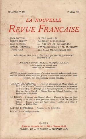 Téléchargez le livre :  La Nouvelle Revue Française N' 141 (Juin 1925)