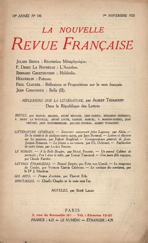 Téléchargez le livre :  La Nouvelle Revue Française N' 146 (Novembre 1925)