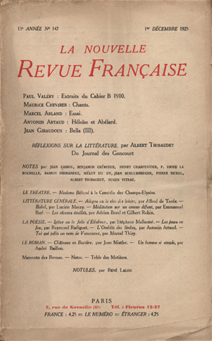 Téléchargez le livre :  La Nouvelle Revue Française N' 147 (Décembre 1925)