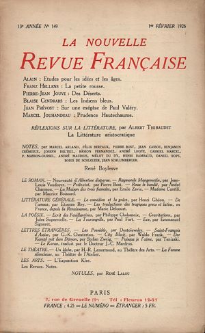 Téléchargez le livre :  La Nouvelle Revue Française N' 149 (Février 1926)