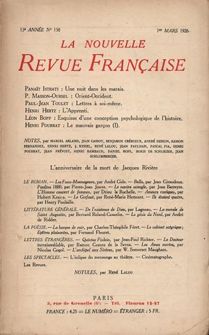 Téléchargez le livre :  La Nouvelle Revue Française N' 150 (Mars 1926)