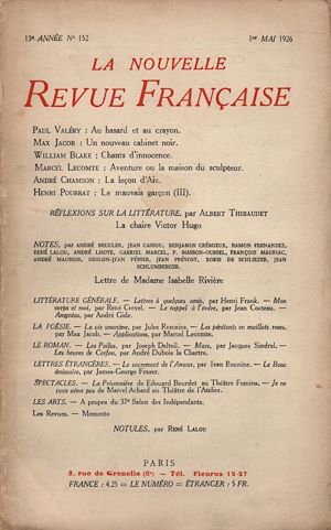Téléchargez le livre :  La Nouvelle Revue Française N' 152 (Mai 1926)