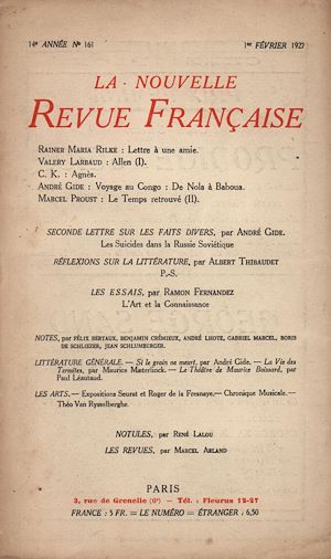 Téléchargez le livre :  La Nouvelle Revue Française N' 161 (Février 1927)