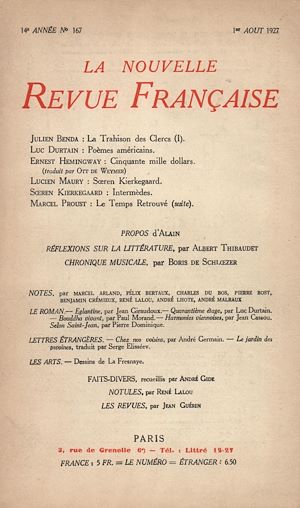 Téléchargez le livre :  La Nouvelle Revue Française N' 167 (Aout 1927)