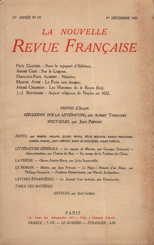 Téléchargez le livre :  La Nouvelle Revue Française N' 171 (Décembre 1927)