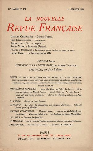 Téléchargez le livre :  La Nouvelle Revue Française N' 173 (Février 1928)