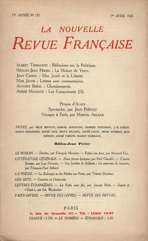 Téléchargez le livre :  La Nouvelle Revue Française N' 175 (Avril 1928)