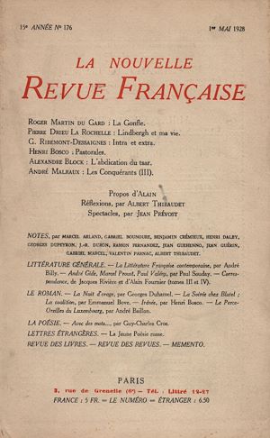 Téléchargez le livre :  La Nouvelle Revue Française N' 176 (Mai 1928)