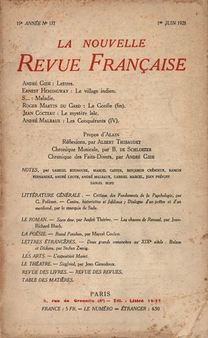 Téléchargez le livre :  La Nouvelle Revue Française N' 177 (Juin 1928)
