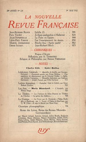 Téléchargez le livre :  La Nouvelle Revue Française N° 224 (Mai 1932)