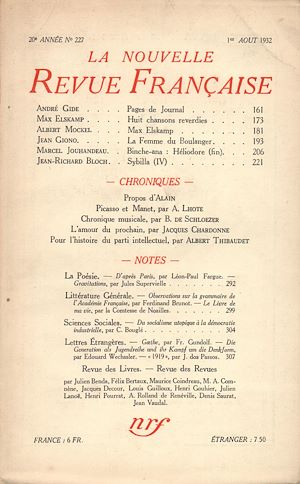 Téléchargez le livre :  La Nouvelle Revue Française N° 227 (Aout 1932)