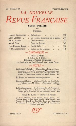 Téléchargez le livre :  La Nouvelle Revue Française N° 228 (Septembre 1932)