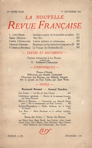 Téléchargez le livre :  La Nouvelle Revue Française N° 240 (Septembre 1933)