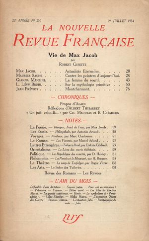 Téléchargez le livre :  La Nouvelle Revue Française N° 250 (Juillet 1934)