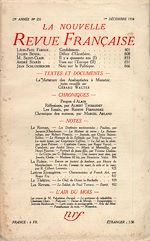 Télécharger le livre :  La Nouvelle Revue Française N° 255 (Décembre 1934)