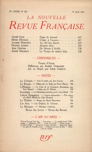 Téléchargez le livre :  La Nouvelle Revue Française N° 260 (Mai 1935)