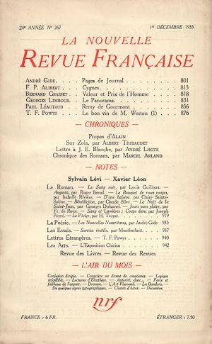 Téléchargez le livre :  La Nouvelle Revue Française N° 267 (Décembre 1935)