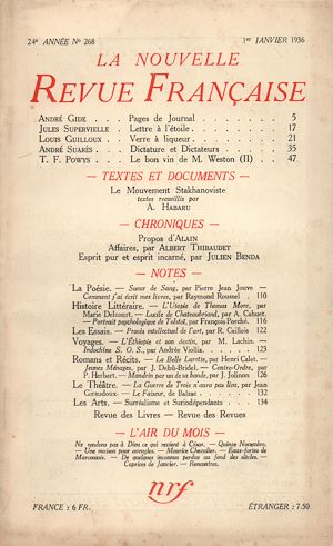 Téléchargez le livre :  La Nouvelle Revue Française N° 268 (Janvier 1936)