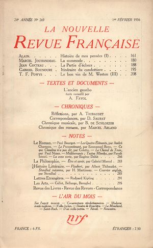Téléchargez le livre :  La Nouvelle Revue Française N° 269 (Février 1936)