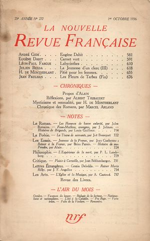 Téléchargez le livre :  La Nouvelle Revue Française N° 277 (Octobre 1936)