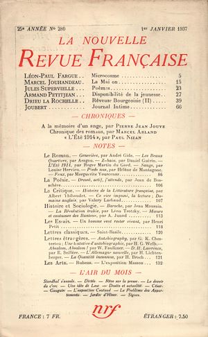 Téléchargez le livre :  La Nouvelle Revue Française N° 280 (Janvier 1937)