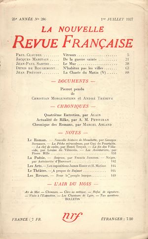 Téléchargez le livre :  La Nouvelle Revue Française N° 286 (Juillet 1937)
