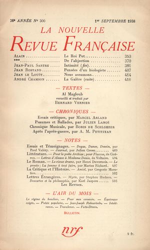 Téléchargez le livre :  La Nouvelle Revue Française N° 300 (Septembre 1938)