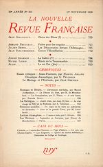Télécharger le livre :  La Nouvelle Revue Française N' 302 (Novembre 1938)