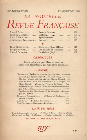 Téléchargez le livre :  La Nouvelle Revue Française N' 303 (Décembre 1938)