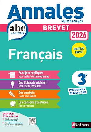 Téléchargez le livre :  Annales ABC du Brevet 2026 - Français 3e - Sujets et corrigés + fiches de révisions - EPUB