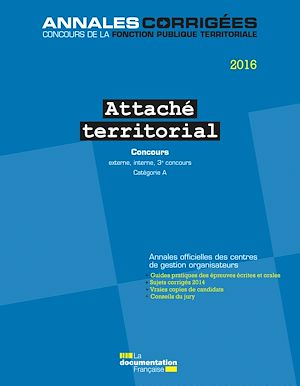 ATTACHE TERRITORIAL 2016-CONCOURS EXTERNE,INTERNE,3E CONCOURS-CATEGORIE A