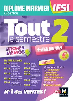 Télécharger le livre :  Tout le semestre 2 en fiches mémos - DEI IFSI - 6e édition - Révision et entraînement