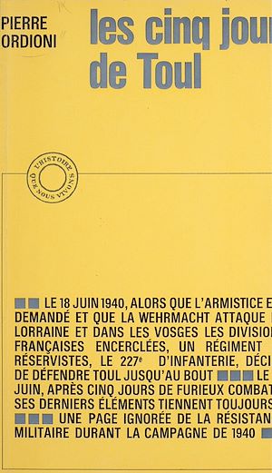 Téléchargez le livre :  Les cinq jours de Toul