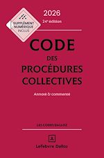 Télécharger le livre :  Code des procédures collectives 2026 24ed - Annoté et commenté