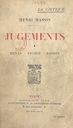 Télécharger le livre :  Jugements (1). Renan, France, Barrès