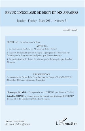 Téléchargez le livre :  Revue congolaise de droit des affaires N° 5