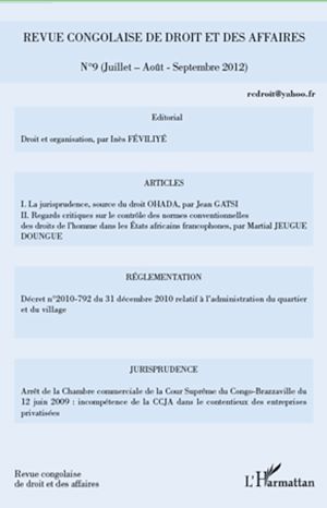 Téléchargez le livre :  Revue congolaise de droit et des affaires n°9