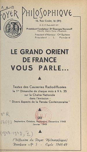Téléchargez le livre :  Le grand Orient de France vous parle