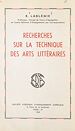 Télécharger le livre :  Recherches sur la technique des arts littéraires