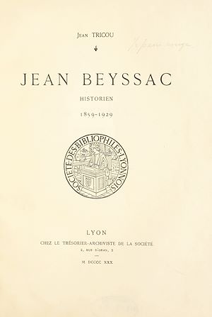 Téléchargez le livre :  Jean Beyssac, historien, 1859-1929