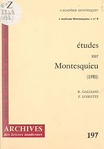 Télécharger le livre :  Études sur Montesquieu (1981)