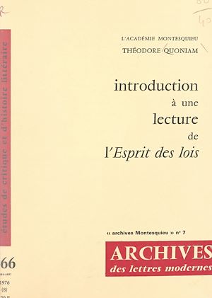 Téléchargez le livre :  Introduction à une lecture de l'esprit des lois