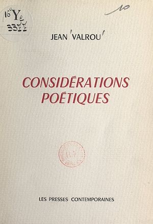 Téléchargez le livre :  Considérations poétiques