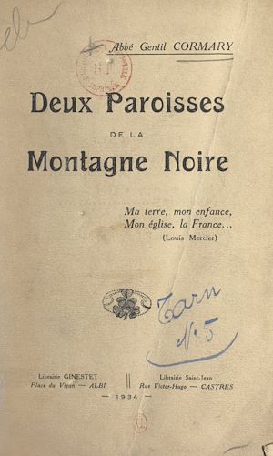 Téléchargez le livre :  Deux paroisses de la Montagne Noire