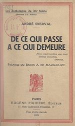 Télécharger le livre :  De ce qui passe à ce qui demeure